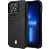 BMW BMHCP14L22RSEPK suojakuori iPhone 14 Pro, musta, Leather Card Slot