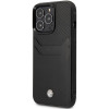 BMW BMHCP14X22RSEPK suojakuori iPhone 14 Pro Max, musta, Leather Card Slot