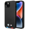 BMW BMHCP14M22PTDK suojakuori iPhone 14 Plus, musta, Leather Stamp Tricolor
