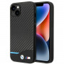 BMW BMHCP14M22NBCK suojakuori iPhone 14 Plus, musta, Leather Carbon