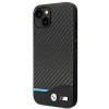 BMW BMHCP14M22NBCK suojakuori iPhone 14 Plus, musta, Leather Carbon