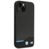 BMW BMHCP14M22NBCK suojakuori iPhone 14 Plus, musta, Leather Carbon