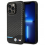 BMW BMHCP14L22NBCK suojakuori iPhone 14 Pro, musta, Leather Carbon
