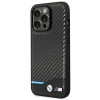 BMW BMHCP14L22NBCK suojakuori iPhone 14 Pro, musta, Leather Carbon