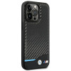 BMW BMHCP14L22NBCK suojakuori iPhone 14 Pro, musta, Leather Carbon