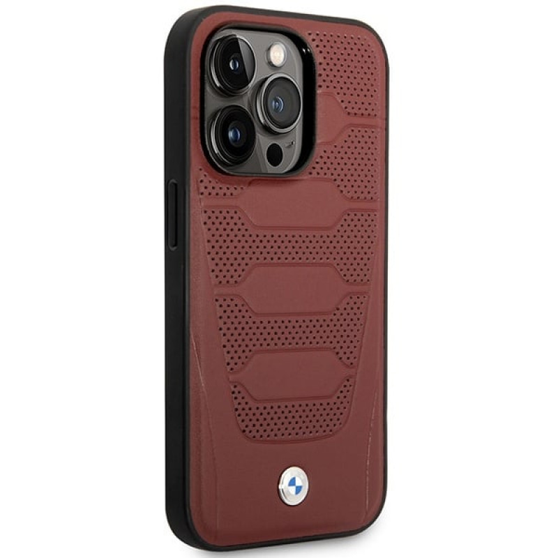 BMW BMHMP14X22RPSR Leather Seats Pattern MagSafe suojakuori Apple iPhone 14 Pro Max 6,7″, viininpunainen
