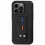 BMW BMHCP14M22GSLK Grip Stand Hot Stamp kova suojakuori, sopii malliin Apple iPhone 14 Plus / 15 Plus, musta