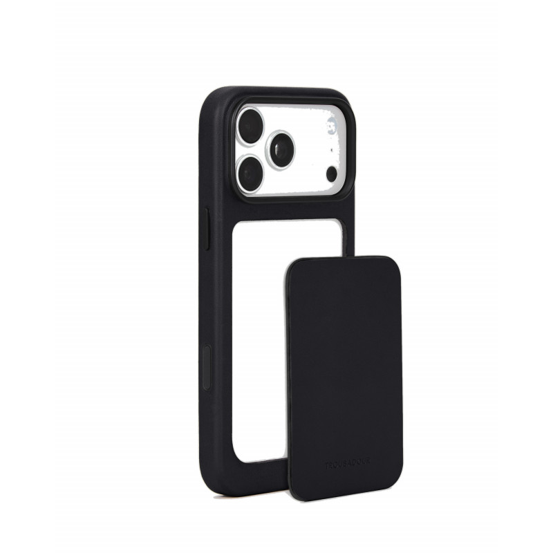 Mujjo Troubadour Modular Leather Case nahkakotelo Apple iPhone 18 Pro Max / 17 Pro Max -puhelimille, MagSafe, musta