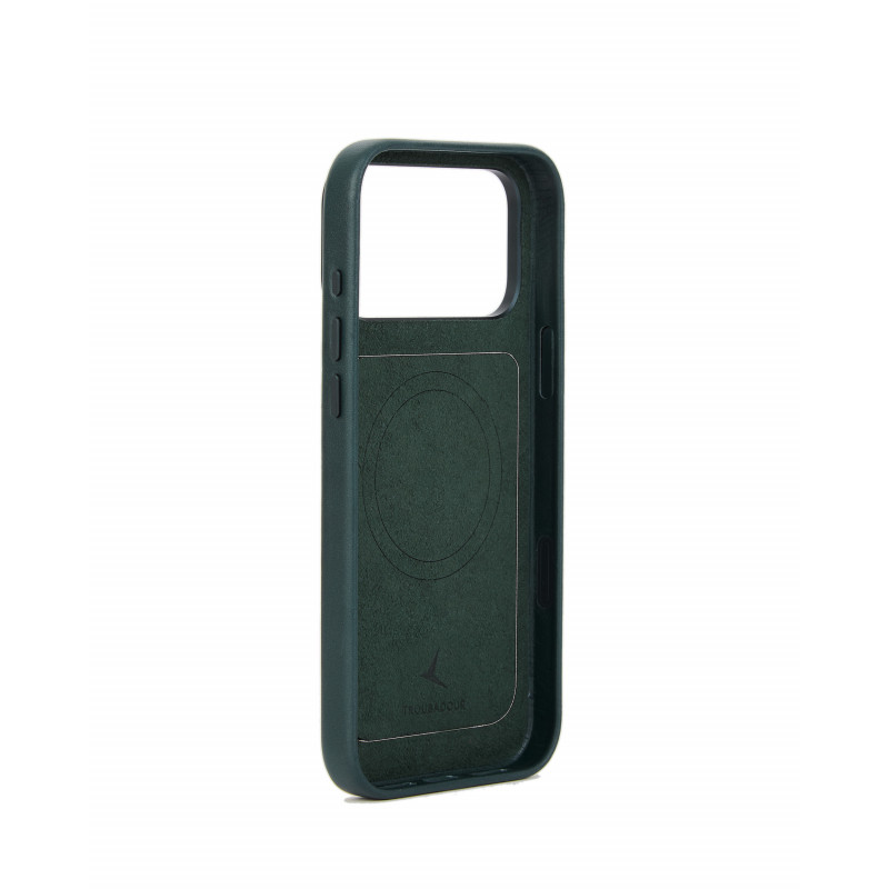Mujjo Troubadour Modular Leather Case nahkakotelo Apple iPhone 18 Pro Max / 17 Pro Max -puhelimille, MagSafe, obsidiaaninvihreä