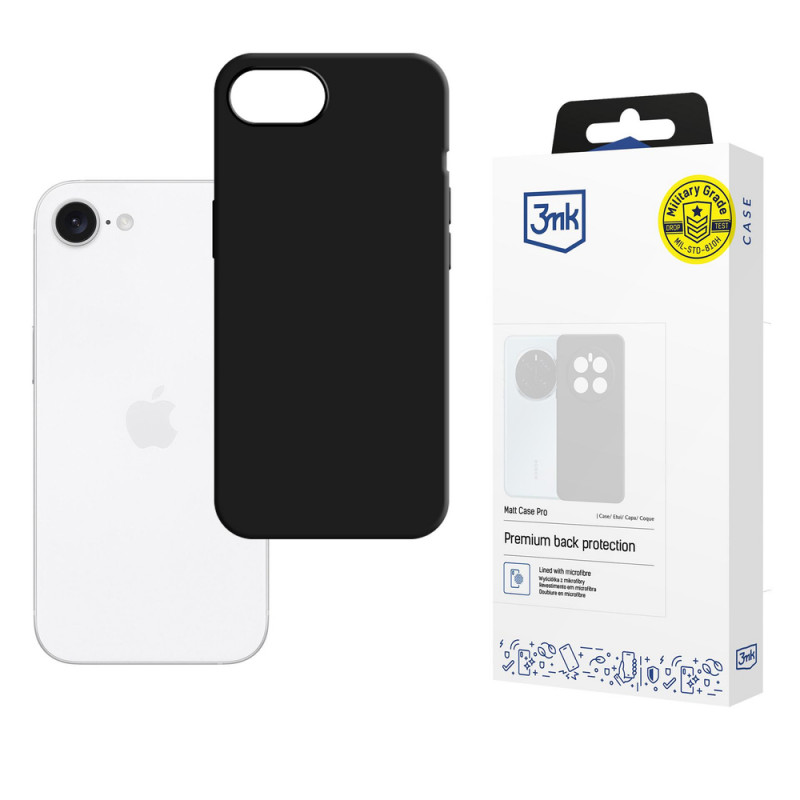 3MK Matt Case Pro Apple iPhone 16e / 17e kotelo, musta