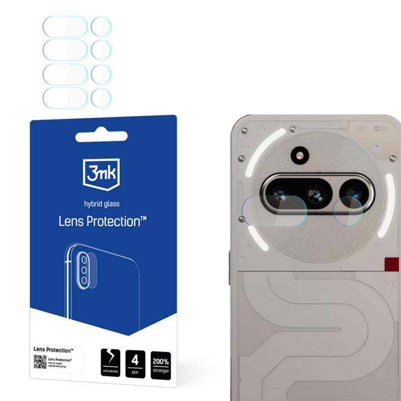3MK Lens Protection hybridilasi Nothing Phone (3a) -puhelimen kameran linssille (4 kpl)
