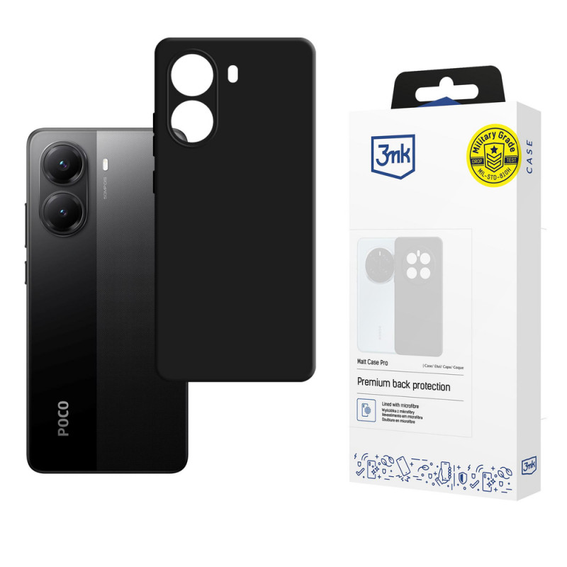 3MK Matt Case Pro suojakuori Poco X7 Pro 5G -puhelimelle, musta