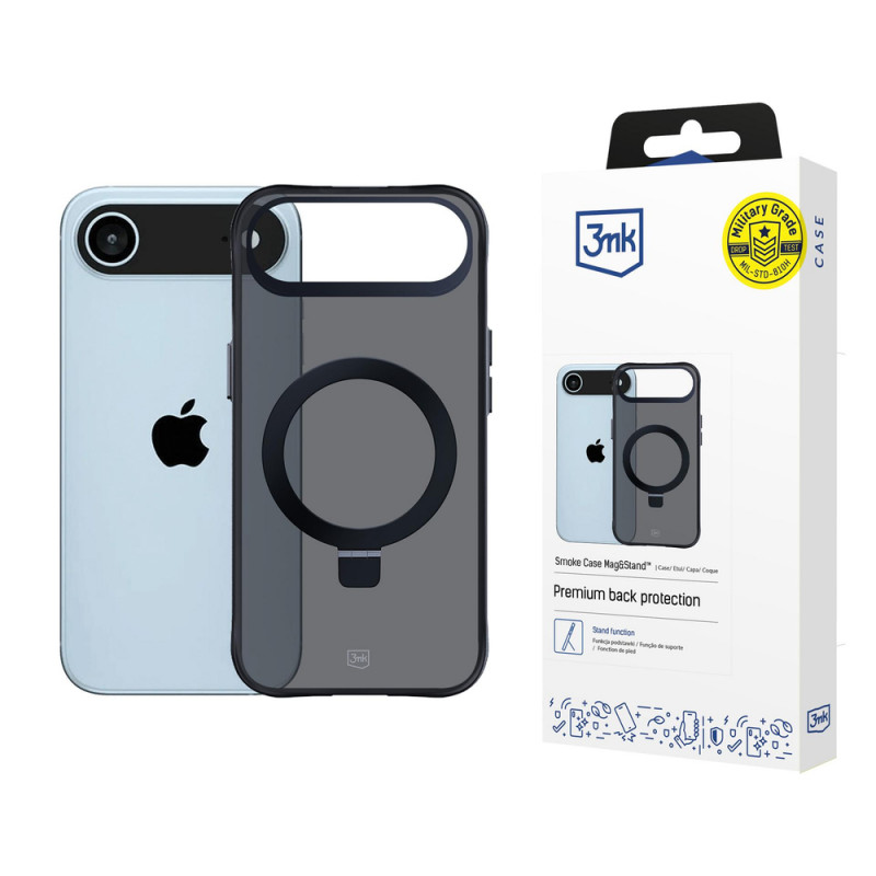 3mk Smoke Case Mag&Stand kuori Apple iPhone Airille, musta