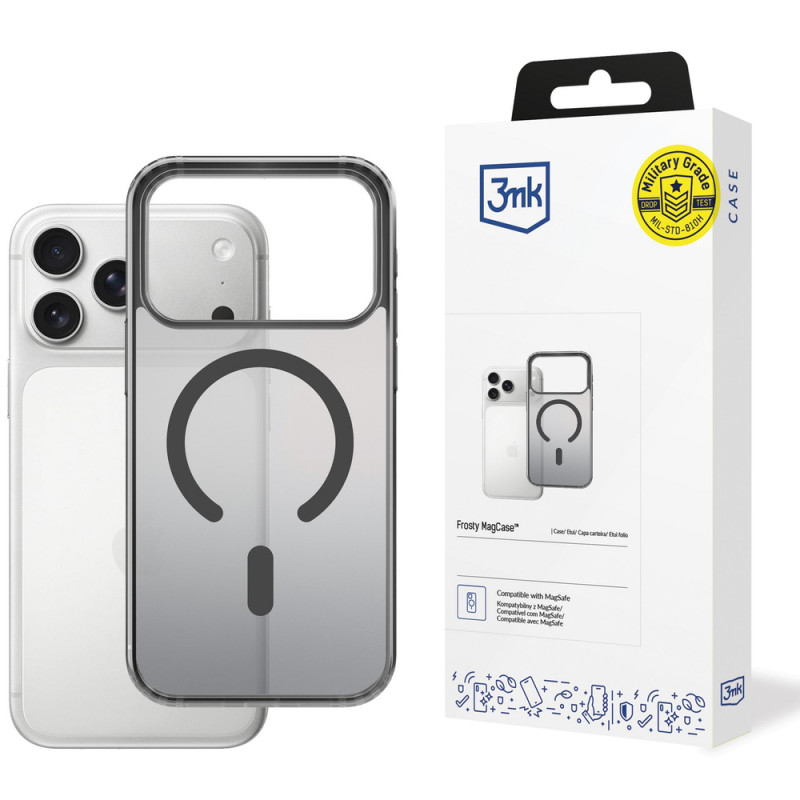3mk Frosty MagCase -suojakuori Apple iPhone 17 Pro Max, musta