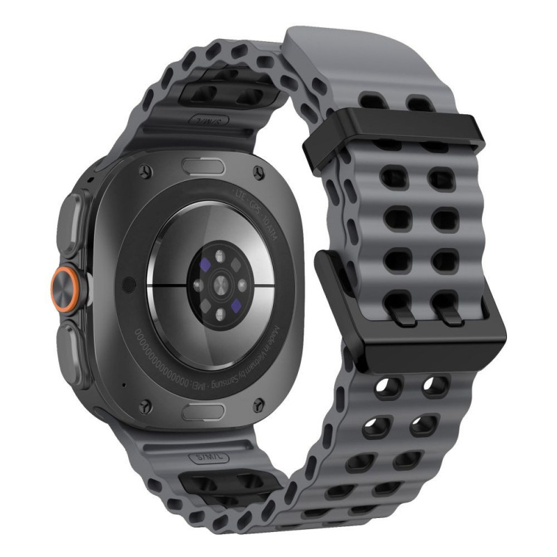 Tech-Protect Iconband Pro -ranneke Samsung Galaxy Watch Ultra 1 / 2 (2024-2026) -kelloon, 47 mm, harmaa/musta