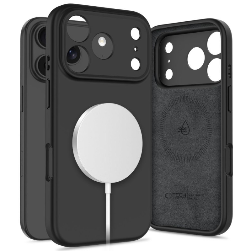 Tech-Protect Silicone MagSafe -suojakuori Apple iPhone 17 Pro Max -puhelimelle, musta