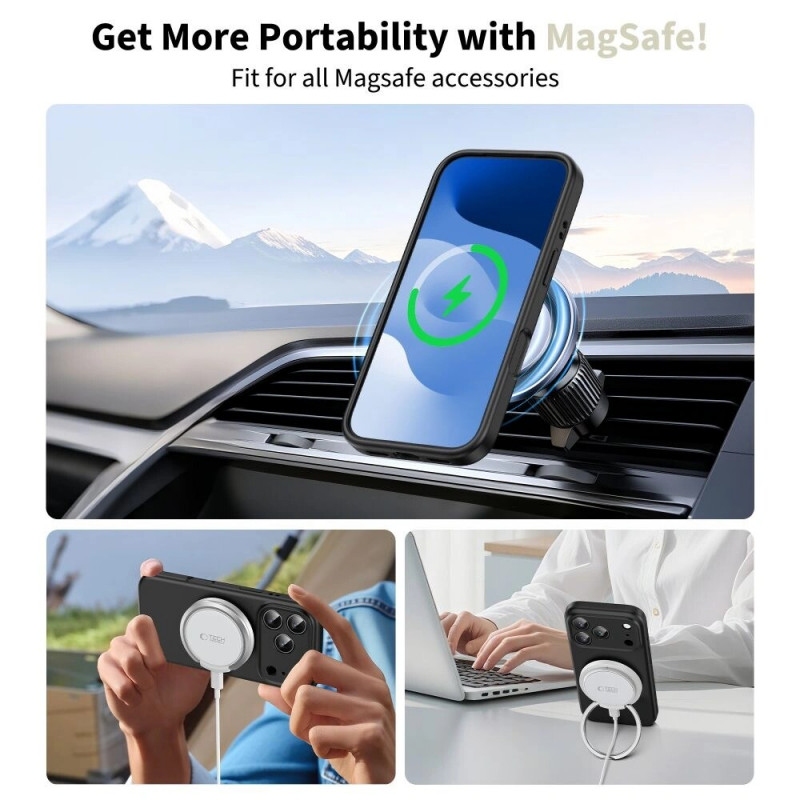Tech-Protect Silicone MagSafe -suojakuori Apple iPhone 17 Pro Max -puhelimelle, musta