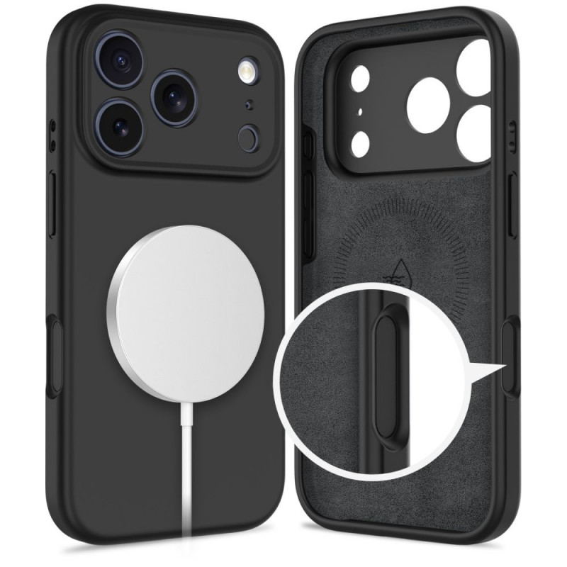 Tech-Protect Silicone MagSafe -suojakuori Apple iPhone 17 Pro Max -puhelimelle, musta