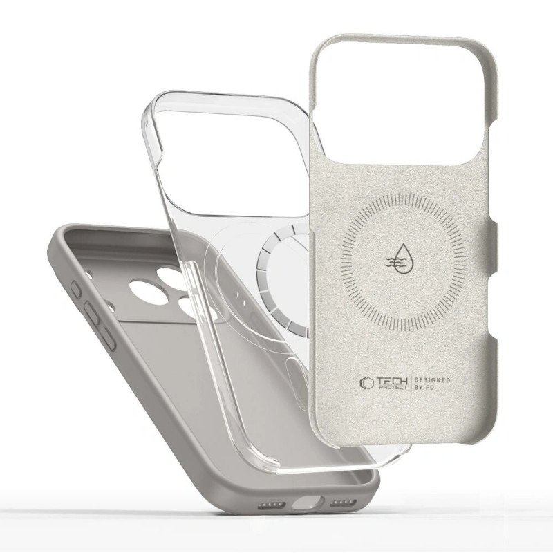 Tech-Protect Silicone MagSafe -suojakuori Apple iPhone 17 Pro -puhelimelle, kivenharmaa