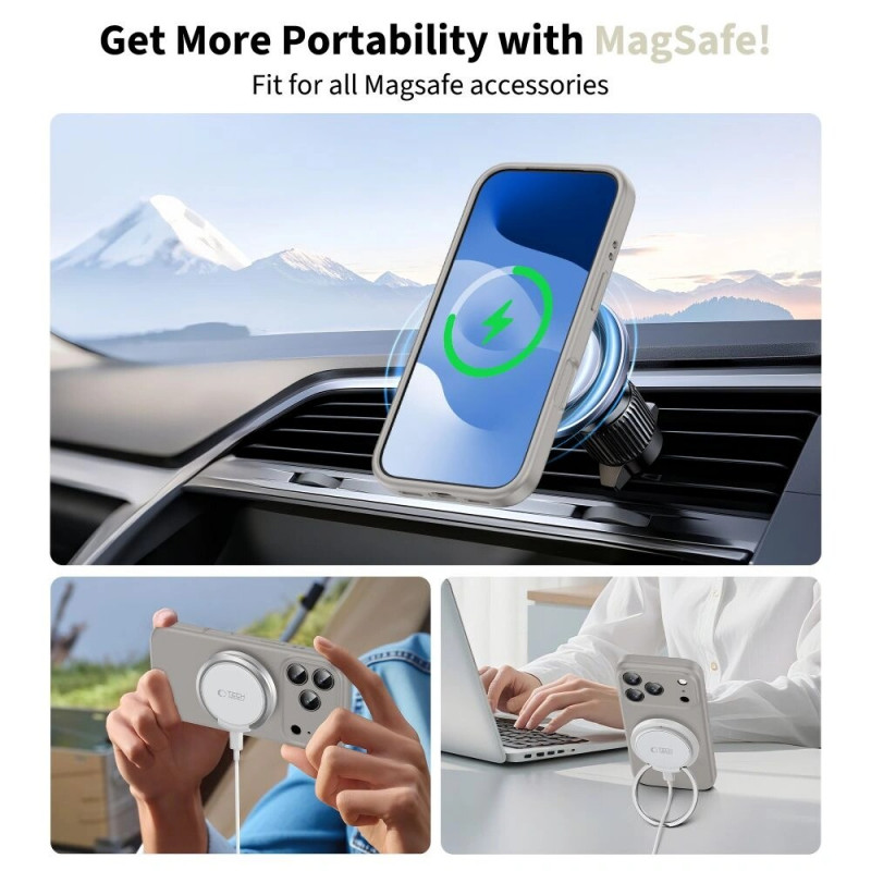 Tech-Protect Silicone MagSafe -suojakuori Apple iPhone 17 Pro -puhelimelle, kivenharmaa