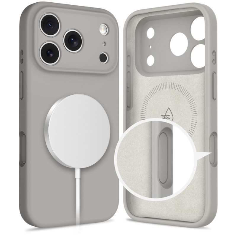 Tech-Protect Silicone MagSafe -suojakuori Apple iPhone 17 Pro -puhelimelle, kivenharmaa