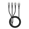 Tech-Protect UltraBoost DNA 3-in-1-kaapeli USB-A - Lightning / USB-C / Micro-USB, 3 A, 120 cm, rautaharmaa