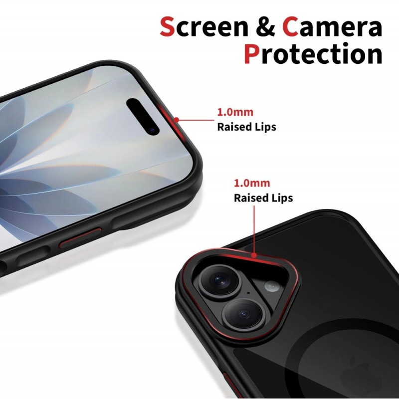 Tech-Protect MagHybrid MagSafe -suojakuori Apple iPhone 17 -puhelimelle, musta/punainen