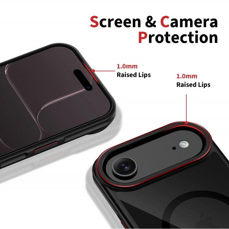 Tech-Protect MagHybrid MagSafe -suojakuori Apple iPhone Air -puhelimelle, musta/punainen