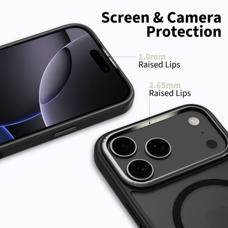 Tech-Protect MagEdge MagSafe -kotelo Apple iPhone 17 Pro, himmeä musta / tumma metallinharmaa