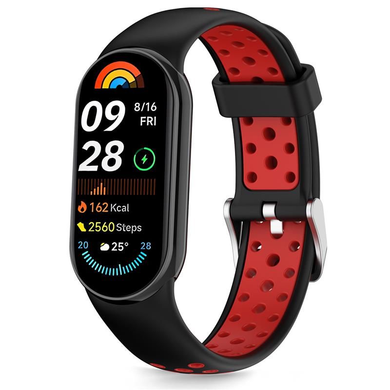 Tech-Protect IconBand Air -ranneke Xiaomi Smart Band 8 / 9 / 10 / NFC, musta/punainen