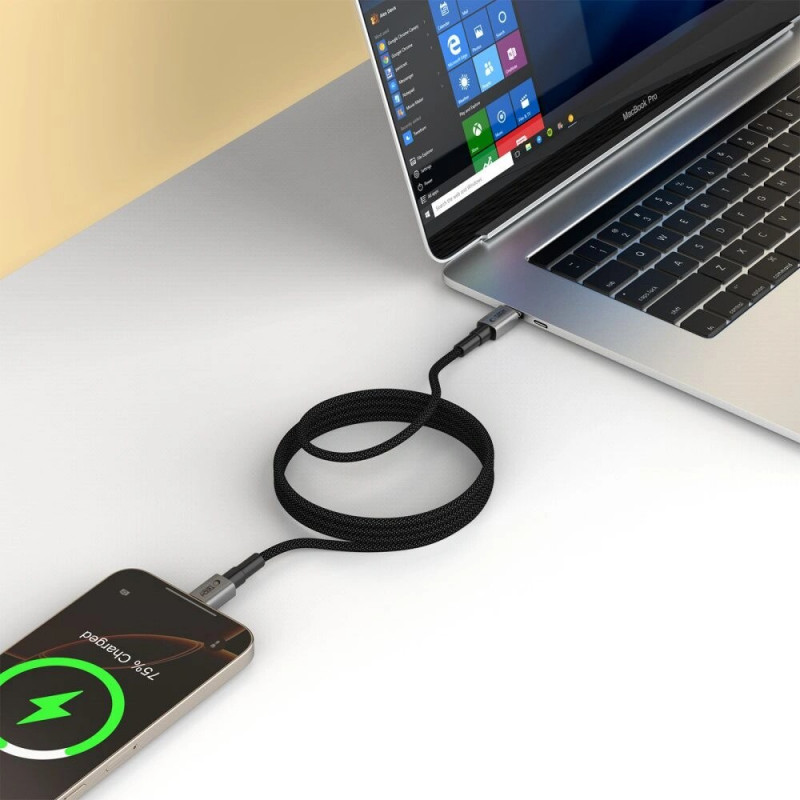 Tech-Protect Ultraboost DNA MagTwist USB-C-kaapeli PD 100W / 5A, 200 cm, rautaharmaa
