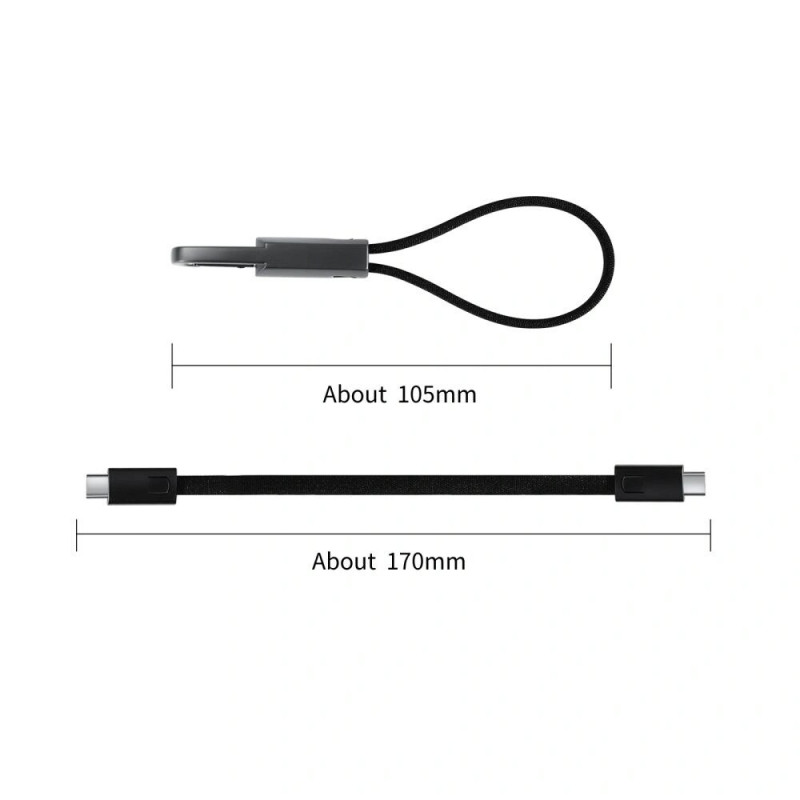 Tech-Protect Ultraboost DNA USB-C / USB-C -avaimenperäkaapeli PD 60W / 3A, 17 cm, rautaharmaa