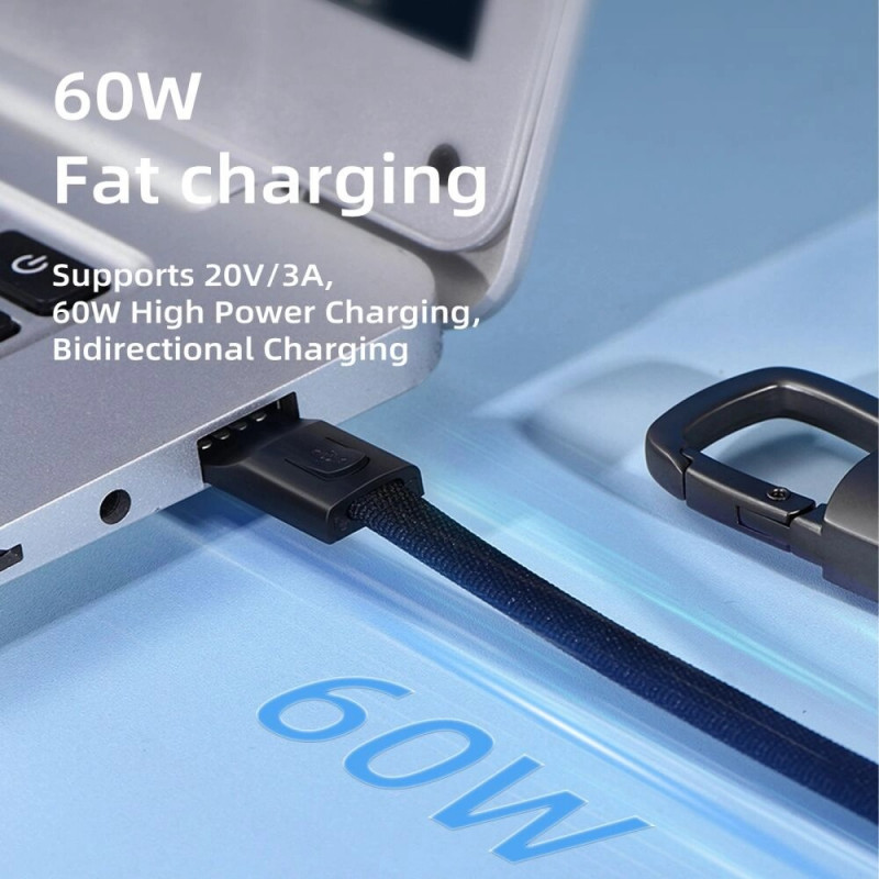 Tech-Protect Ultraboost DNA USB-C / USB-C -avaimenperäkaapeli PD 60W / 3A, 17 cm, rautaharmaa
