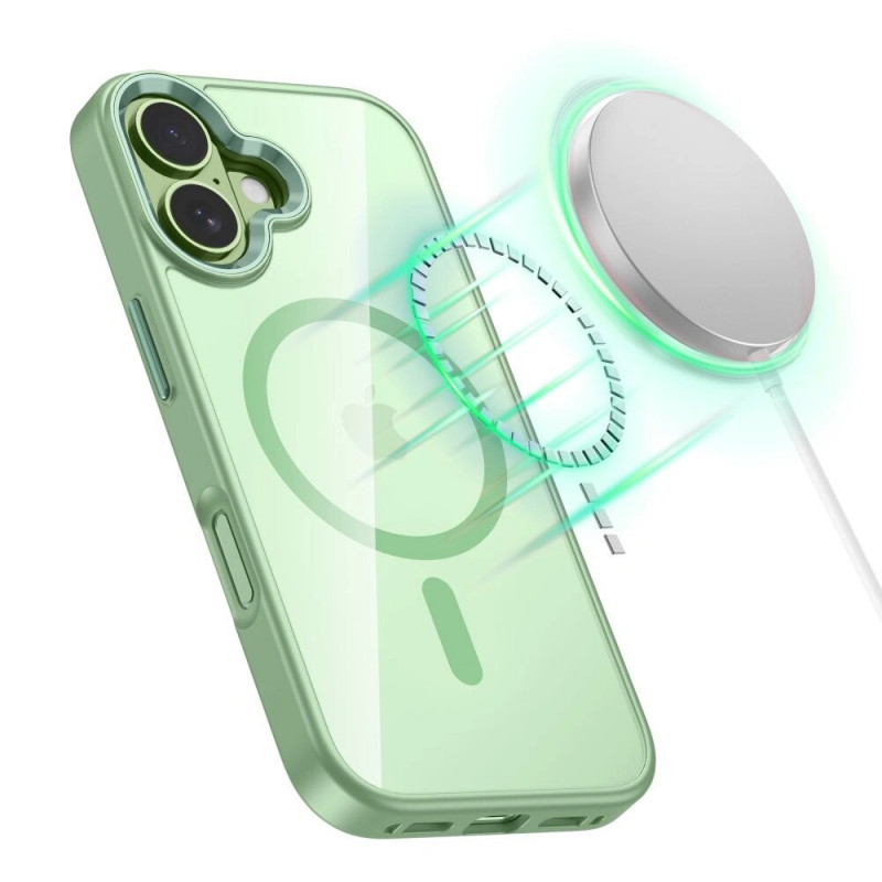 Tech-Protect MagMat MagSafe -kotelo Apple iPhone 17 -puhelimelle, salvianvihreä/kirkas