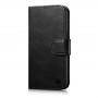 iCarer Oil Wax Wallet Case 2in1 nahkainen läppäkotelo iPhone 14 Plus -puhelimelle, Anti-RFID, musta (WMI14220723-BK)