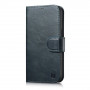 iCarer Oil Wax Wallet Case 2in1 nahkainen läppäkotelo iPhone 14 Plus -puhelimelle, Anti-RFID, sininen (WMI14220723-BU)