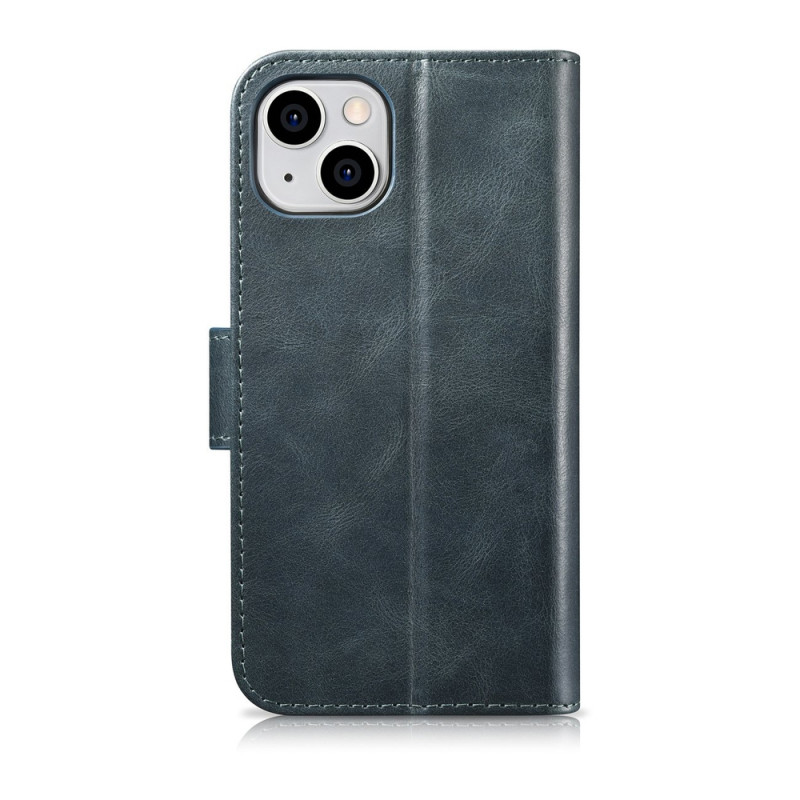 iCarer Oil Wax Wallet Case 2in1 nahkainen läppäkotelo iPhone 14 Plus -puhelimelle, Anti-RFID, sininen (WMI14220723-BU)
