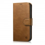 iCarer Oil Wax Wallet Case 2in1 nahkainen läppäkotelo iPhone 14 Plus -puhelimelle, Anti-RFID, ruskea (WMI14220723-TN)