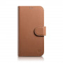 iCarer Wallet Case 2in1 nahkainen läppäkotelo iPhone 14 Plus -puhelimelle, Anti-RFID, ruskea (WMI14220727-BN)