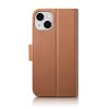 iCarer Wallet Case 2in1 nahkainen läppäkotelo iPhone 14 Plus -puhelimelle, Anti-RFID, ruskea (WMI14220727-BN)