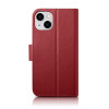 iCarer Wallet Case 2in1 nahkainen läppäkotelo iPhone 14 Plus -puhelimelle, Anti-RFID, punainen (WMI14220727-RD)