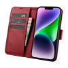 iCarer Wallet Case 2in1 nahkainen läppäkotelo iPhone 14 Plus -puhelimelle, Anti-RFID, punainen (WMI14220727-RD)