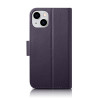 iCarer Wallet Case 2in1 nahkainen läppäkotelo iPhone 14 Plus -puhelimelle, Anti-RFID, tummanvioletti (WMI14220727-DP)