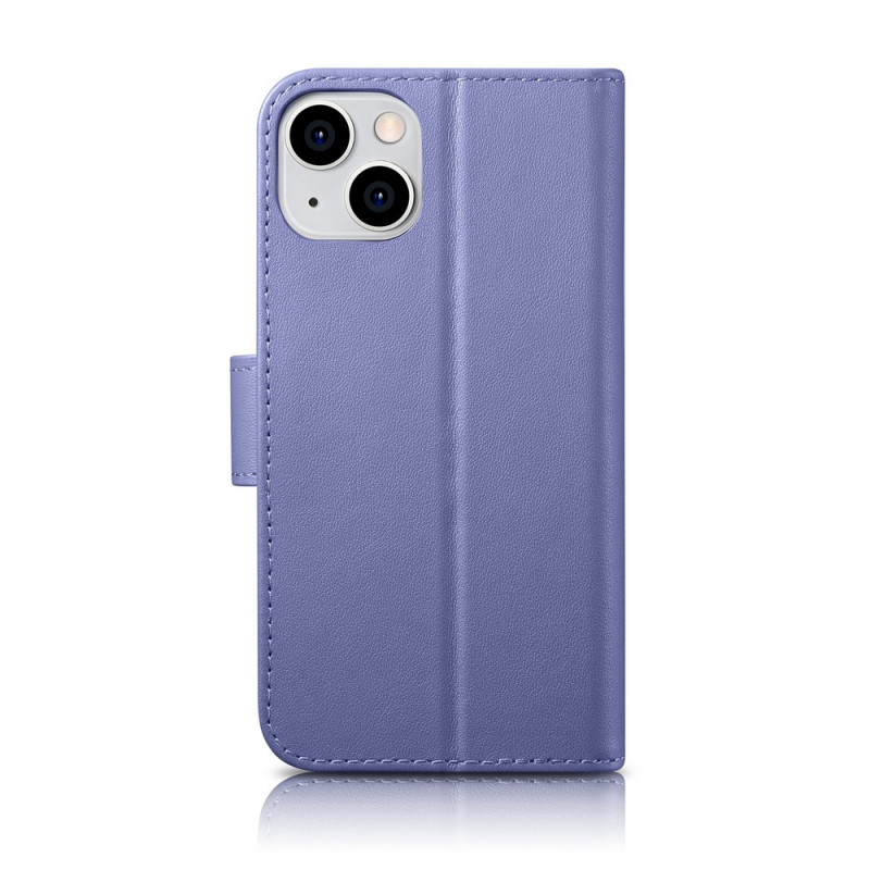 iCarer Wallet Case 2in1 nahkainen läppäkotelo iPhone 14 Plus -puhelimelle, Anti-RFID, vaaleanvioletti (WMI14220727-LP)