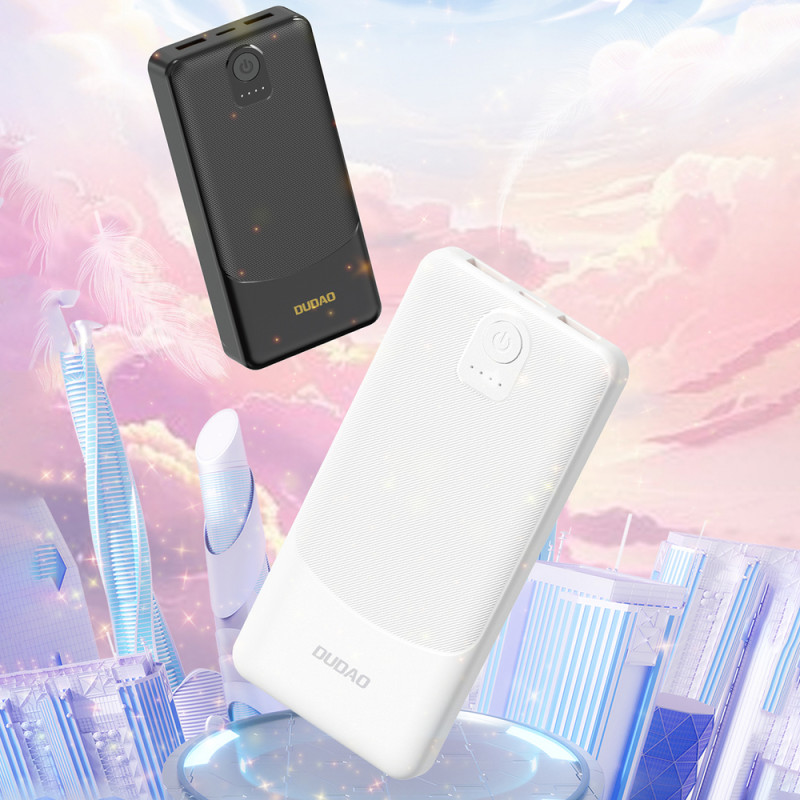 Dudao K10 10000 mAh varavirtalähde, 2 x USB-A, 2,4 A, valkoinen