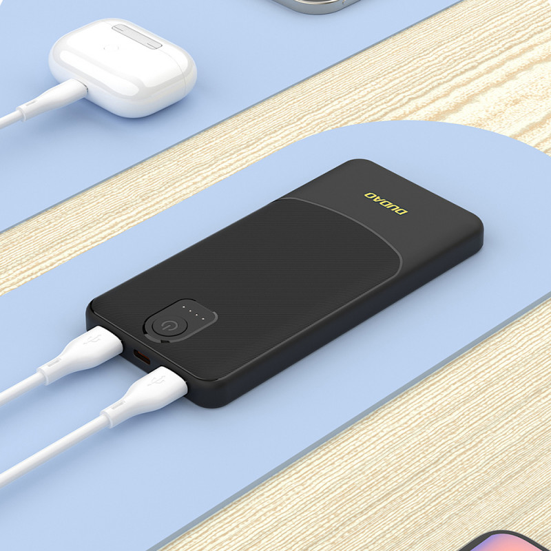 Dudao K10 10000 mAh varavirtalähde, 2 x USB-A, 2,4 A, valkoinen