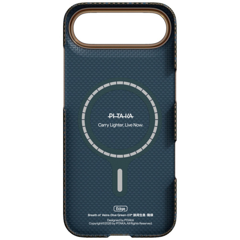 PITAKA Edge Case Breath of Veins -kuori Apple iPhone Airille, dive green