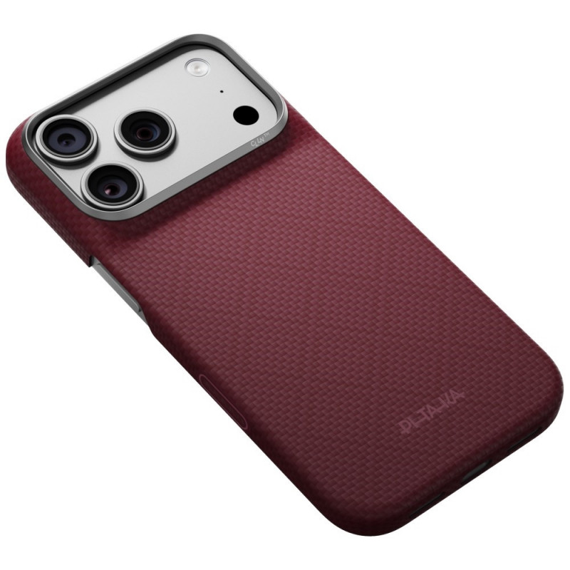 PITAKA Edge Case Argyle MagSafe -suojakuori Apple iPhone 18 Pro / 17 Pro -puhelimelle, viininpunainen