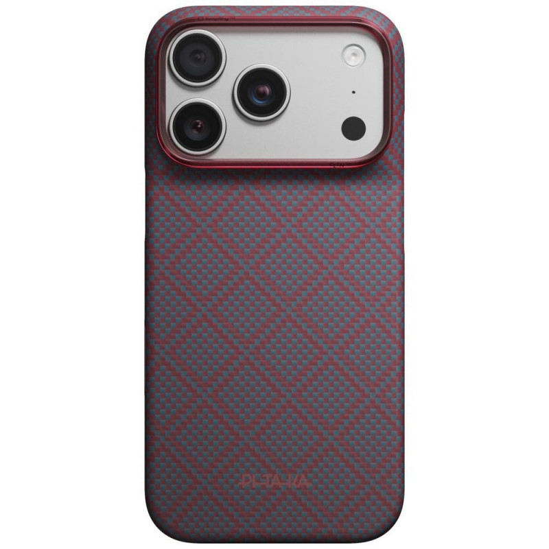 PITAKA Edge Case Argyle MagSafe -suojakuori Apple iPhone 18 Pro / 17 Pro -puhelimelle, sinipunainen