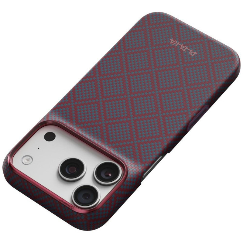 PITAKA Edge Case Argyle MagSafe -suojakuori Apple iPhone 18 Pro / 17 Pro -puhelimelle, sinipunainen